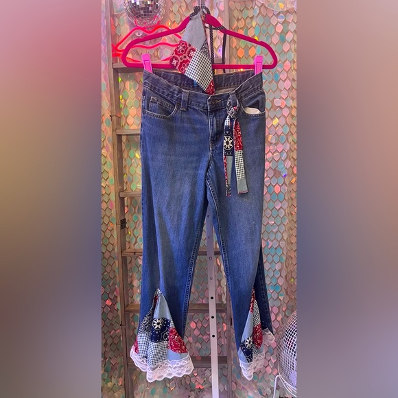 Patriotic 🇺🇸 Flare Jeans with matching Head Bandanna Sz 14 - Picture 1 of 7
